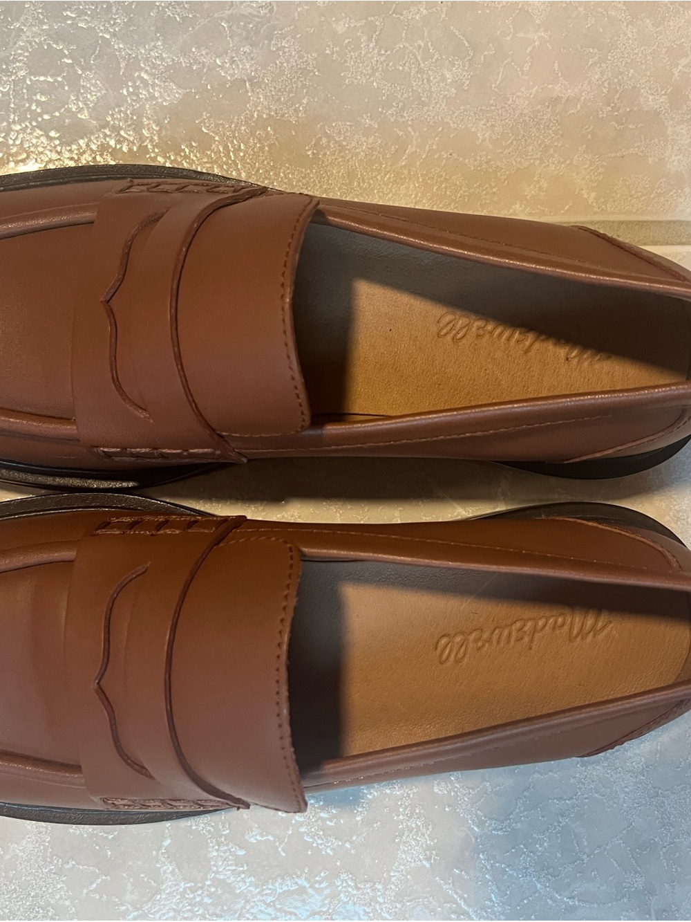Madewell Women’s Vernon Classic Brown Leather Penny Loafers -